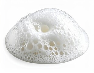 Rounded mass of white, frothy bubbles against white