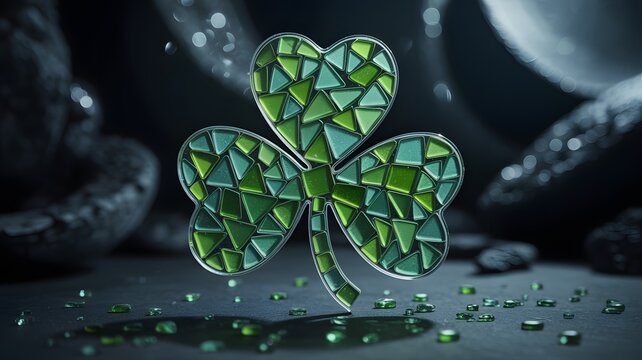 St patrick's day shamrock clover with mosaic texture tile design