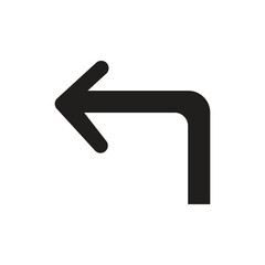 Left turn arrow icon indicating direction, navigation, and return