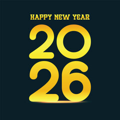 2026 Happy New Year greeting card template with luxury golden numbers. Realistic confetti and warm congratulations