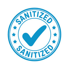 Sanitized Seal with Check Mark Symbolizing Hygiene and Cleanliness in Blue Hue a Visual Representation of Safety Protocols and Infection Control