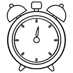Illustration of an analog alarm clock at twelve oclock on transparent background