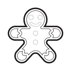 Obraz premium Simple gingerbread man outline for a Christmas coloring page
