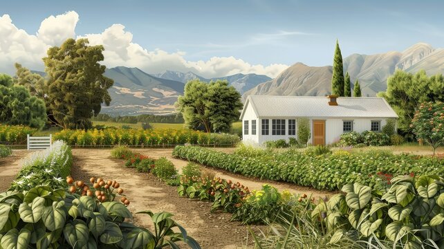 A vibrant illustration of a community garden flourishing due to the dedication of volunteers.