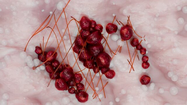 Cancer cell growth uncontrollably over tissue, Tumor infection cells and spreading, Invasive inflammation metastasis cancerous. reproduce by duplicating, cells expanding, Melanoma Cancer, 3d render