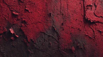Fototapeta premium Gritty red textured concrete background with chips, stains, and a rugged surface