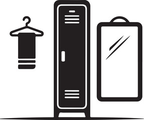 Gym locker room with mirror and towel vector icon
