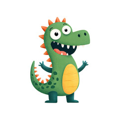 Fototapeta premium Cute baby green cartoon dragon and funny lizard vector illustration