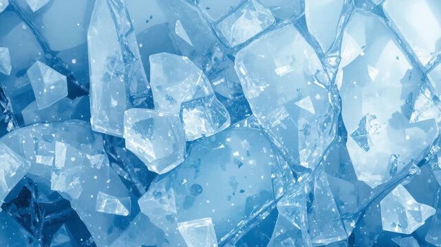 Abstract clear blue ice cubes texture with frozen water pattern