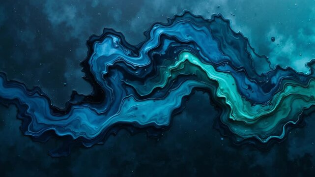 Abstract blue grunge background with a painted map illustration of the world's oceans, sky, and clouds