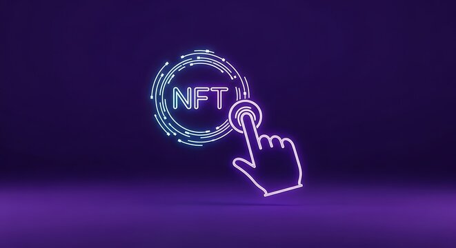 Dive into the future with this glowing NFT design, perfect for digital art sales and blockchain technology innovations, a modern and vibrant concept