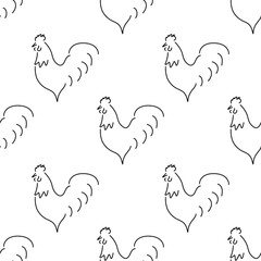 rooster seamless pattern isolated on transparent background.
