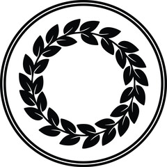 Illustrator laurel wreath branch in circle frame Silhouette vector