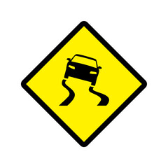 Slippery road icon vector design warning roads sign symbols.