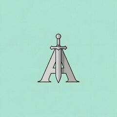 Letter A Sword Logo Design for Security Company.