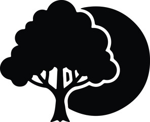Illustrator Tree and moon design black nature night Silhouette vector