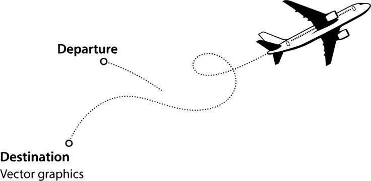 Airplane flying high in the sky in a simple vector illustration