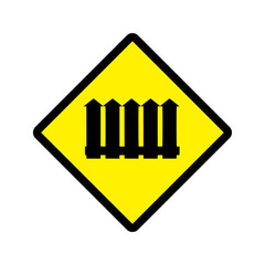 Railway Crossing With gates icon vector design warning roads sign symbols.