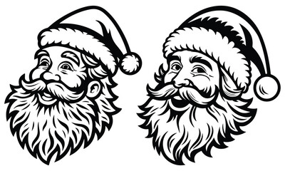 Christmas santa claus head illustration set, festive character
