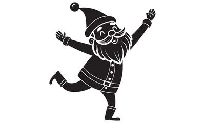 Dancing santa claus black silhouette spreading festive joy xmas
