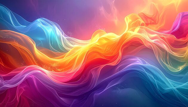 Swirling waves of vibrant, translucent colors flow together in a dynamic, abstract composition - Powered by Adobe