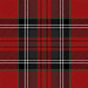 Christmas and new year tartan plaid. Scottish pattern in black, red, green and white cage. Scottish cage. Traditional Scottish checkered background. Seamless fabric texture. Vector illustration