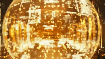 Golden sphere storing digital data in futuristic server room - Powered by Adobe