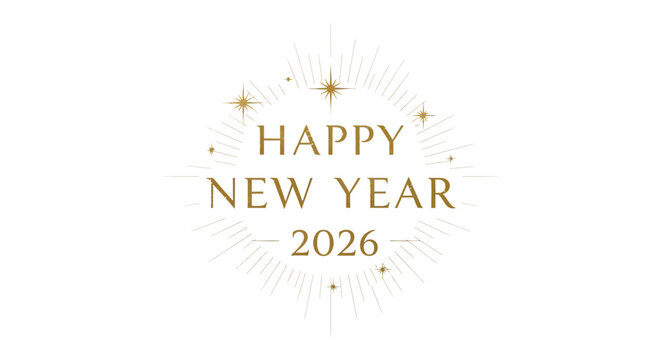 Celebrate the upcoming year with a dazzling 'Happy New Year 2026' golden graphic, perfect for festive invitations and elegant event promotions.