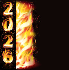 Happy flame 2026 new year banner, vector illustration