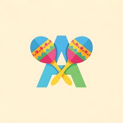 Colorful Letter A with Maracas for Festive Celebration.