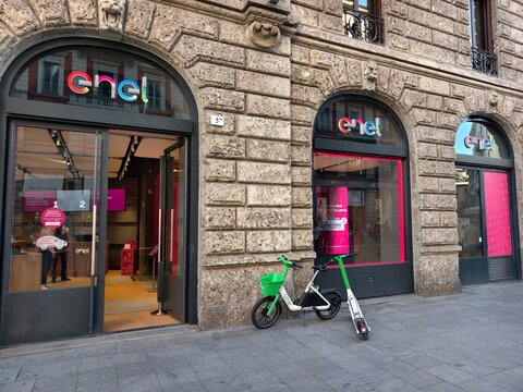 Milan,Italy-Sep.29th 2025: Enel store in Italy