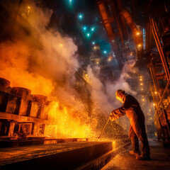 Industrial Worker in Heavy Manufacturing Environment
Metal Production Process in Modern Factory