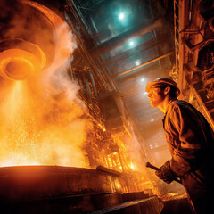 Industrial Worker in Heavy Manufacturing Environment
Metal Production Process in Modern Factory