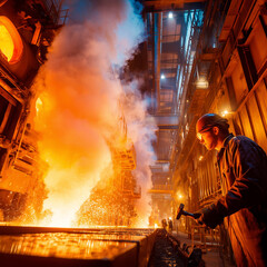 Industrial Worker in Heavy Manufacturing Environment
Metal Production Process in Modern Factory