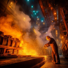 Industrial Worker in Heavy Manufacturing Environment
Metal Production Process in Modern Factory