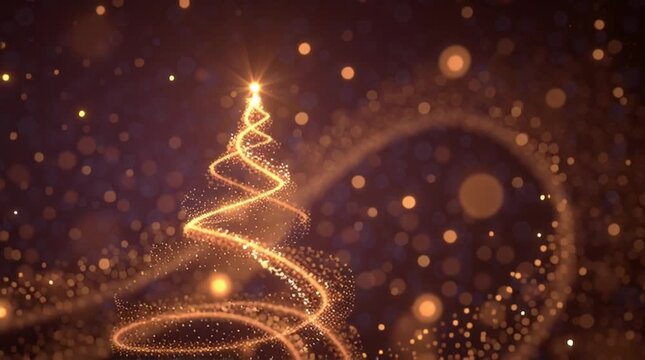 Close-up of a sparkling christmas tree in a joyful magical holiday celebration animation