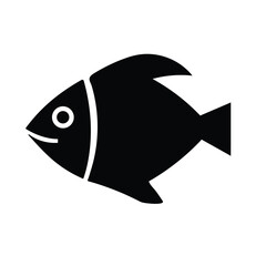 Black fish icon, aquatic animal concept