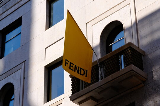 Milan,Italy-Sep.29th 2025: Fendi company brand logo  