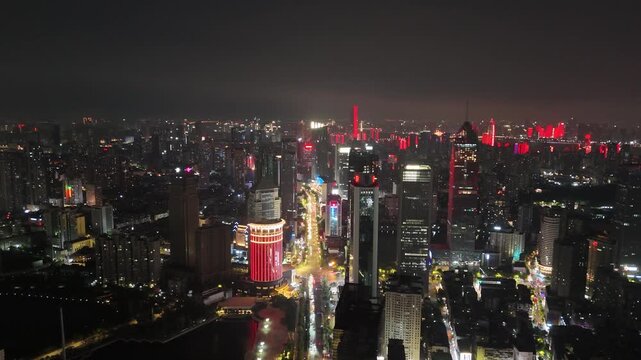 Wuhan City Aerial Night Lights - Vibrant Cityscape Video Thumbnail