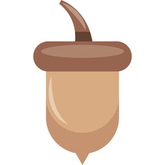Simple Brown Acorn With A Light Brown Cap And A Stem On A White Transparent Background