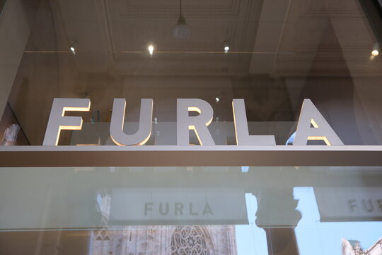 Milan,Italy-Sep.29th 2025: FURLA company brand logo 