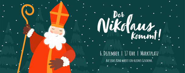 Obraz na płótnie Canvas Lovely drawn Nikolaus character, text in german 