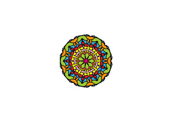 round yellow red green flower, round yellow circle, yellow Mandala bunch of flower soft color