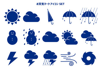 シンプルお天気マーク アイコンセット 1C