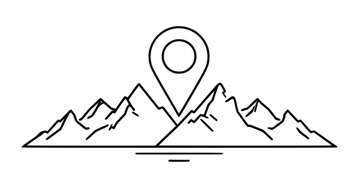 Explorer's Path: Journey Through Majestic Mountains | Clean, isolated vector art for creative projects.