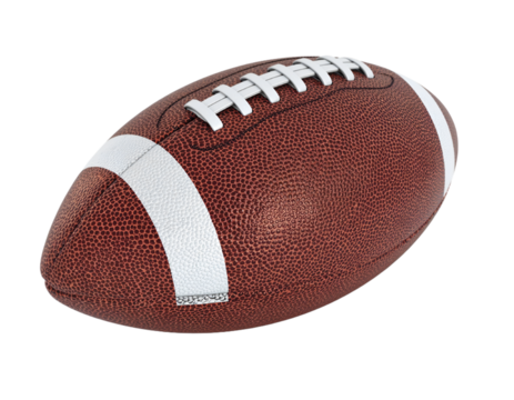 3D render american football isolated on transparent background, PNG