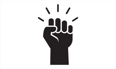 Raised Fist Icon Vector Power Protest Revolution Strength Solidarity Unity Symbol