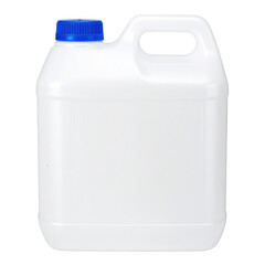  Large white plastic gallon jug with a blue cap and handle, for milk or water. Isolated on transparent background