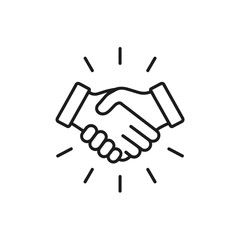 Obraz premium Handshake line icon, business partnership concept