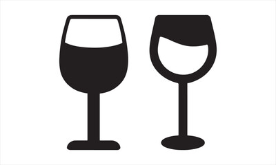 Wine Glass Icon Vector Set Alcohol Beverage Party Celebration Cheers Drink Symbol